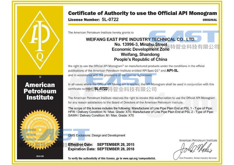 美国API认证